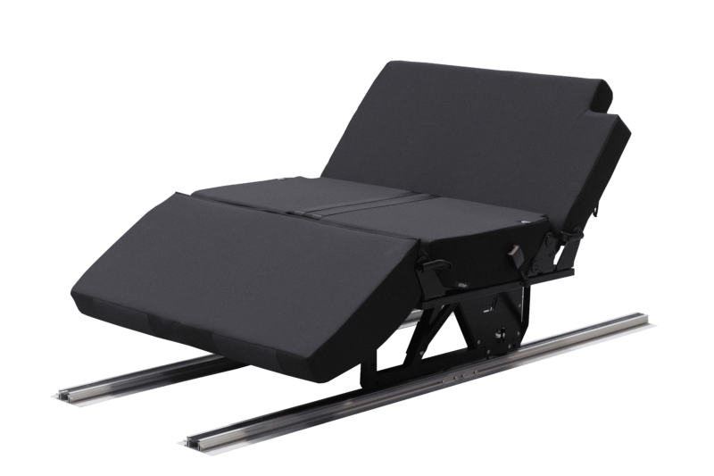 Black adjustable bed on a white background